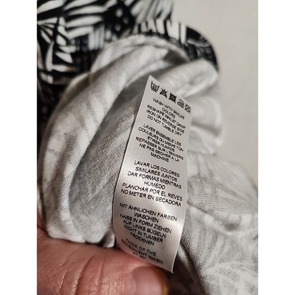 Asos Womens Mini Dress Cap Sleeve sz 12 Tropical Print Black White Palm Leaf - Picture 5 of 7